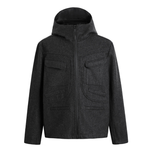 GOSNACE/GOS 连帽羊毛绒夹克深灰色多口袋设计秋冬氛围感外套