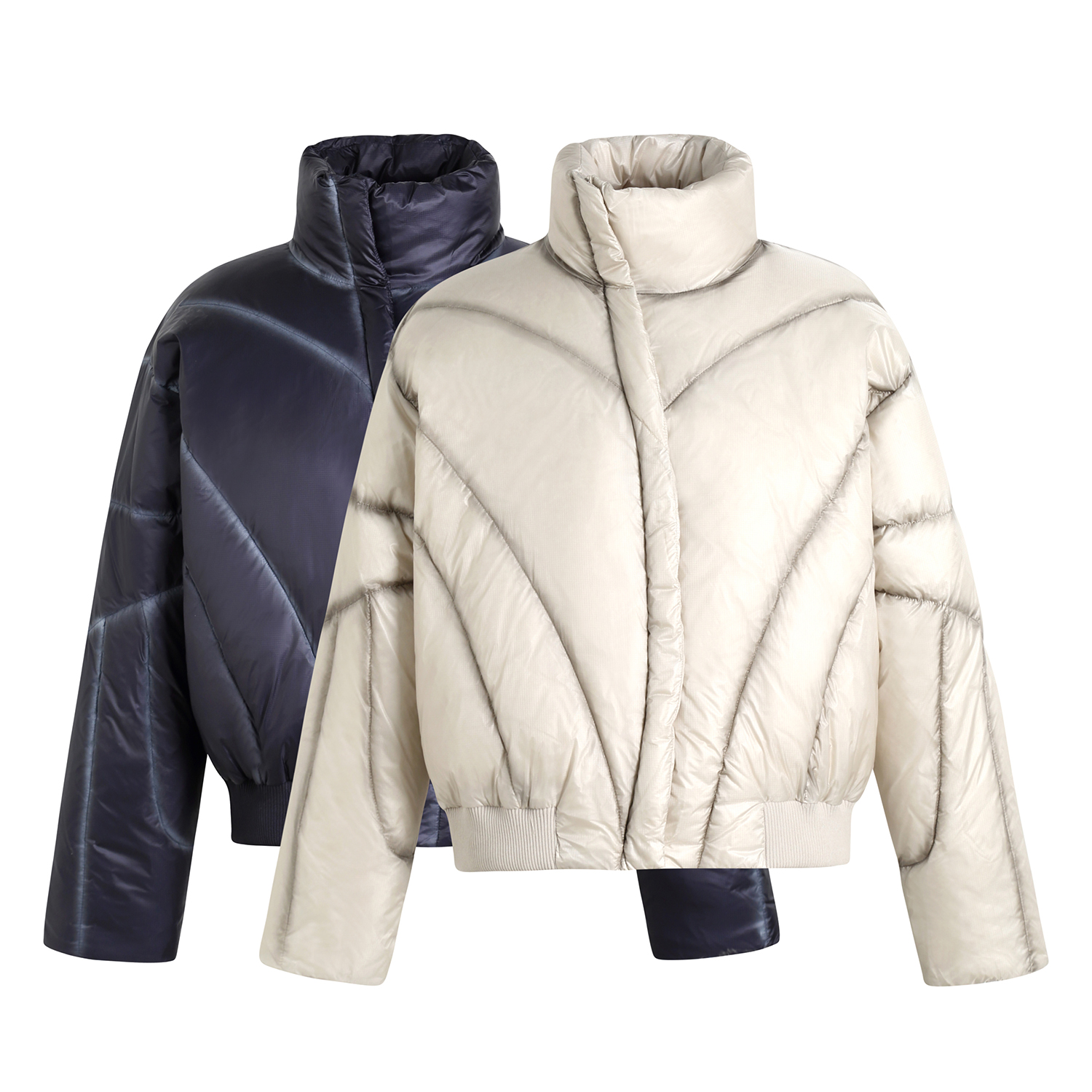 GOSANCE/GOS 码脏纹90白鸭绒立领冬款加厚保暖通勤百搭短款羽绒服