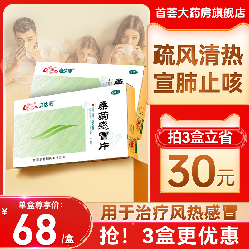 鲁南桑菊感冒片疏风清热宣肺止咳风热感冒初起头痛咳嗽口干咽痛