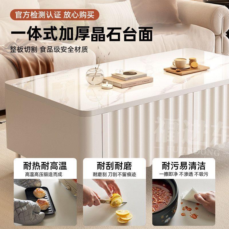 实木电视柜客厅新款黑色极简小户型家用岩板茶几电视机柜