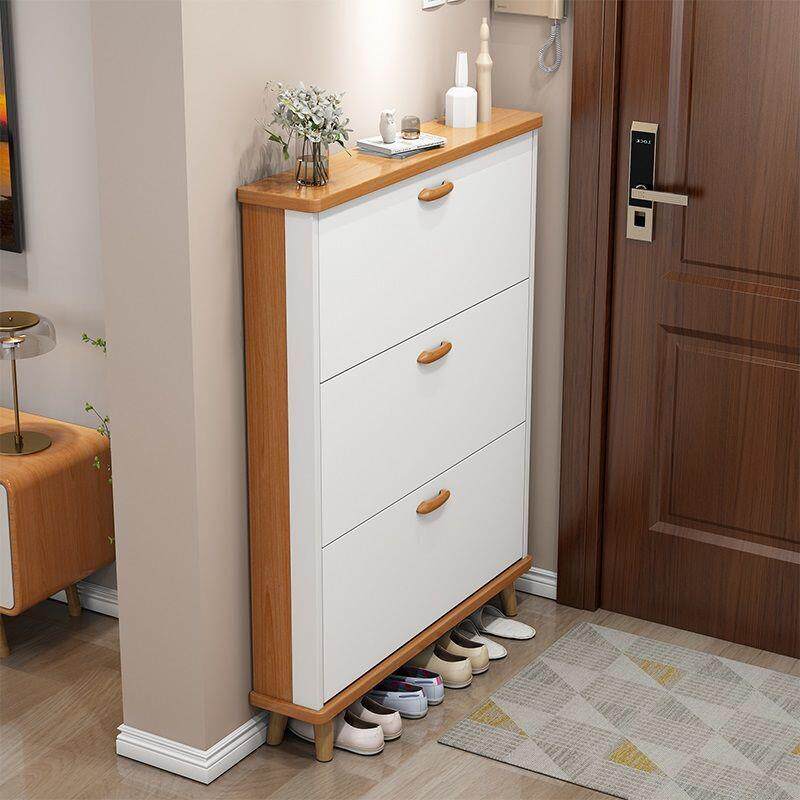 北欧超薄翻斗鞋柜门口进门靠墙收纳玄关柜家用超大容量实木腿鞋架