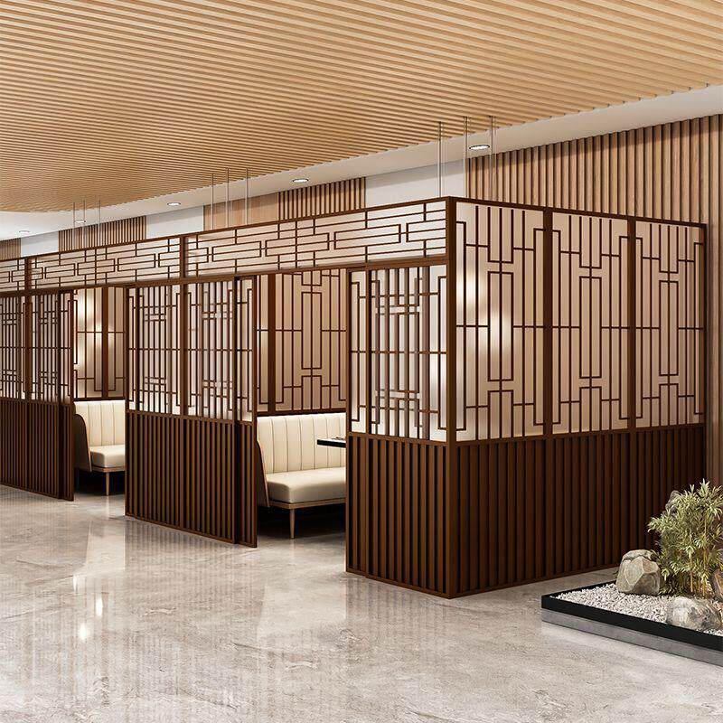 新款中式饭店铁艺包间隔断餐厅卡座屏风酒店火锅店包厢格栅围栏