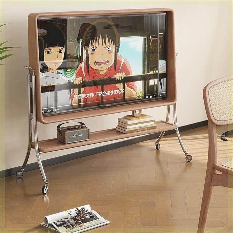 北欧实木可移动电视机户型卧室电视柜客厅电视架家用带滚轮ins