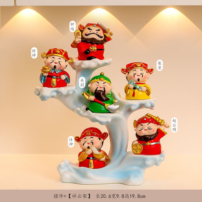 五路财神摆件家用乔迁玄关装饰搬家开业礼物新款伴手礼树脂公仔新