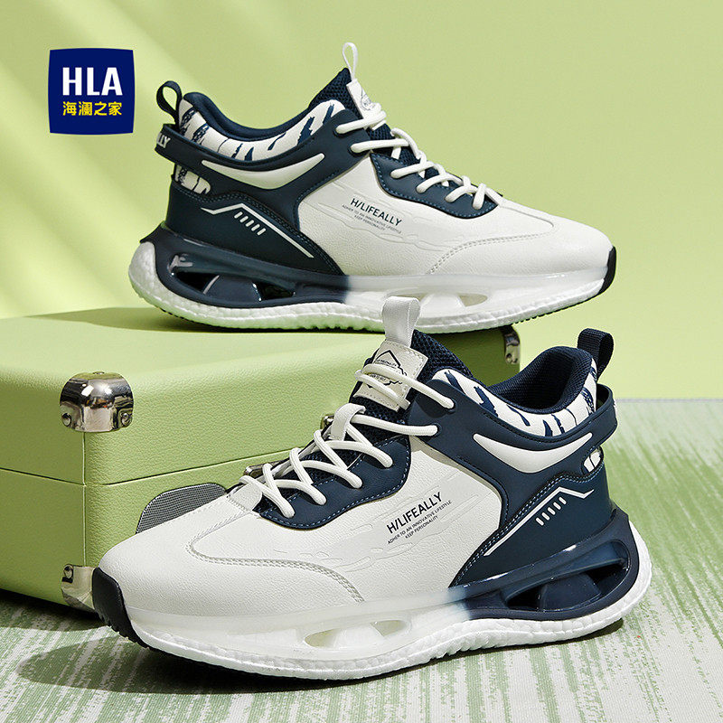 HLA/海澜之家男鞋透气春季潮流百搭舒适加厚跑步鞋男士休闲运动鞋