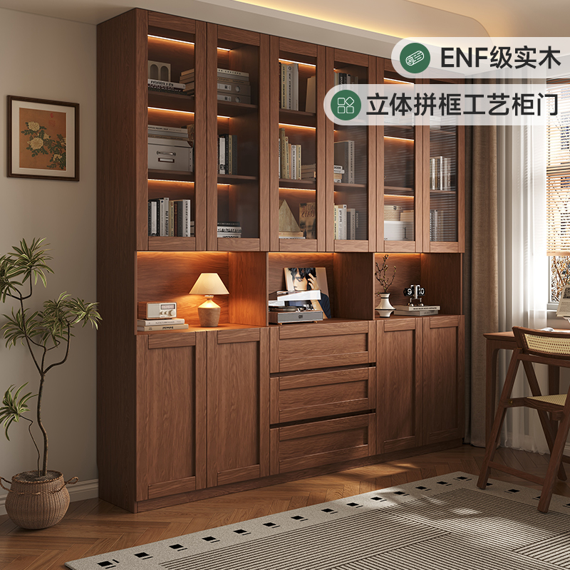 定制实木书柜满墙橡木
