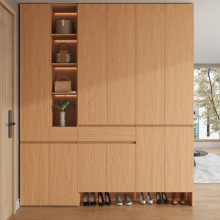 定制全实木鞋柜家用门口收纳柜一体橡木靠墙入户玄关门厅储物高柜