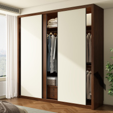 定制推拉门衣柜胡桃木2025新款爆一门到顶60深家用卧室橡木实木柜