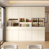 全实木定制餐边柜橡木靠墙一体玻璃碗柜客厅家用白色收纳储物橱柜