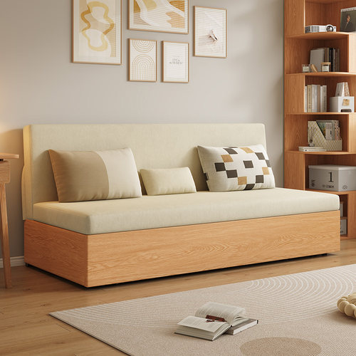 慕宁安实木可调节沙发床折叠伸缩坐卧两用客厅小户型储物沙发新款