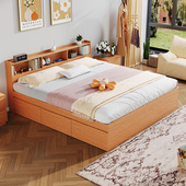 橡木定制全实木床高箱收纳床18mm榻榻米2米加宽小户型主卧双人床