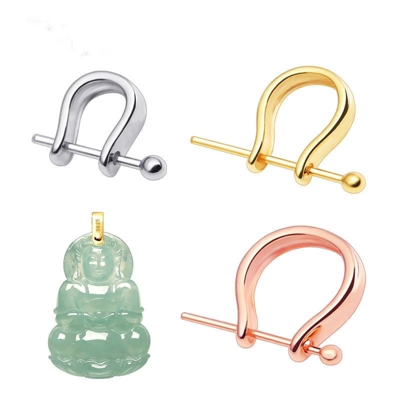 玉佛斜孔扣头吊坠扣夹扣连接扣翡翠观音玉坠项链扣子配件包邮