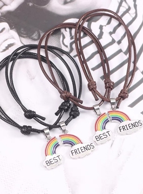 黑色手链闺蜜简约小众设计ins冷淡风高级感学生手镯女潮