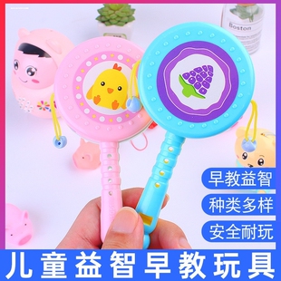 水果动物拔浪鼓卡通可爱可啃咬音乐发声安抚手摇鼓摇铃棒玩具