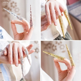 金色加长指甲套太后清朝后手指套成人手指甲娘娘妃子护甲指甲套