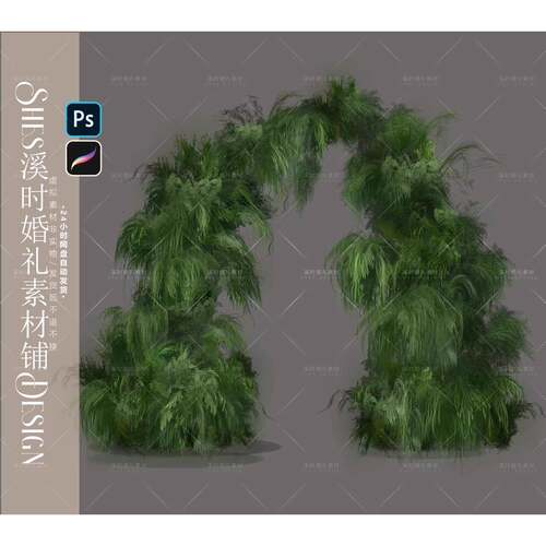 SHES042特惠款全绿植卢荀草婚礼拱门素材小众纯绿色户外婚礼