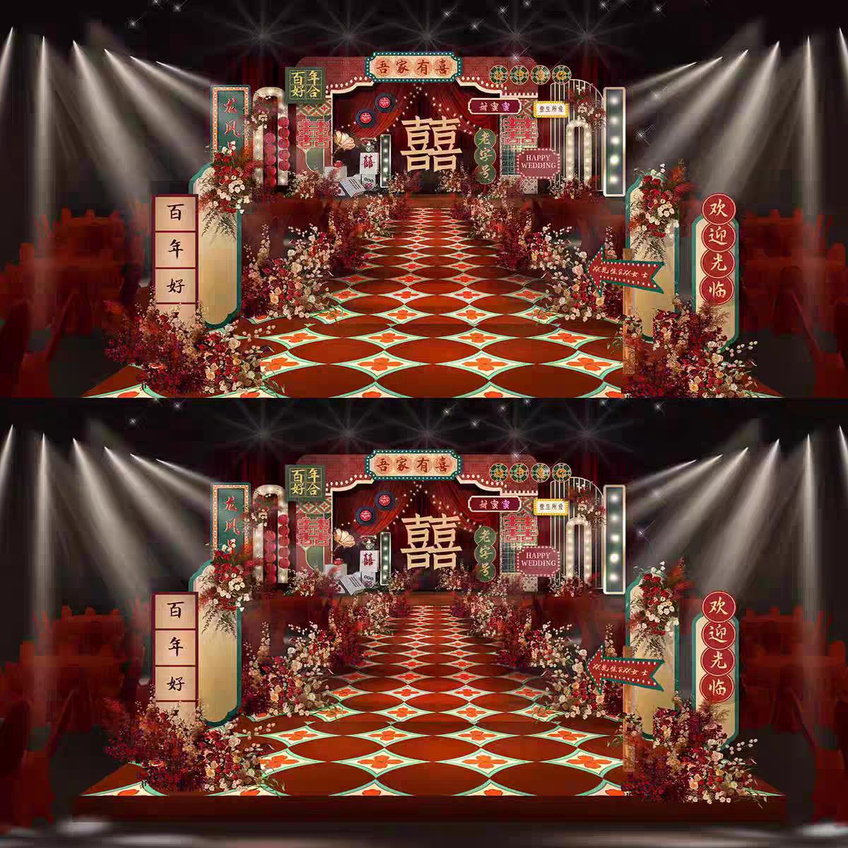 老上海复古风格婚礼设计港风民国百老汇道具效果图ps素材背景