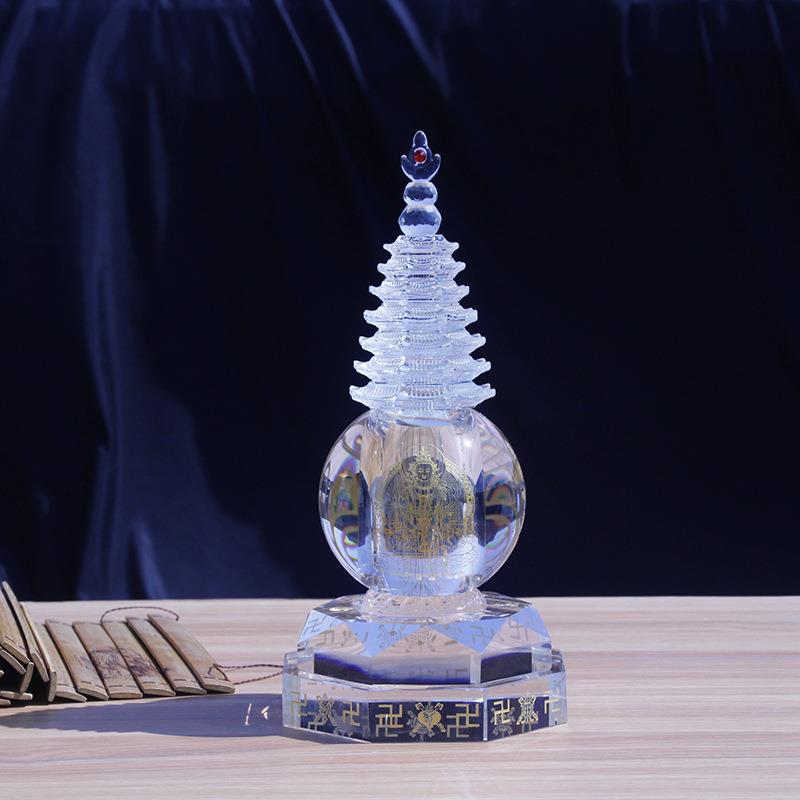 透明舍利塔水晶佛塔装藏供养舍利子文昌雷峰塔佛具用摆件K9水晶