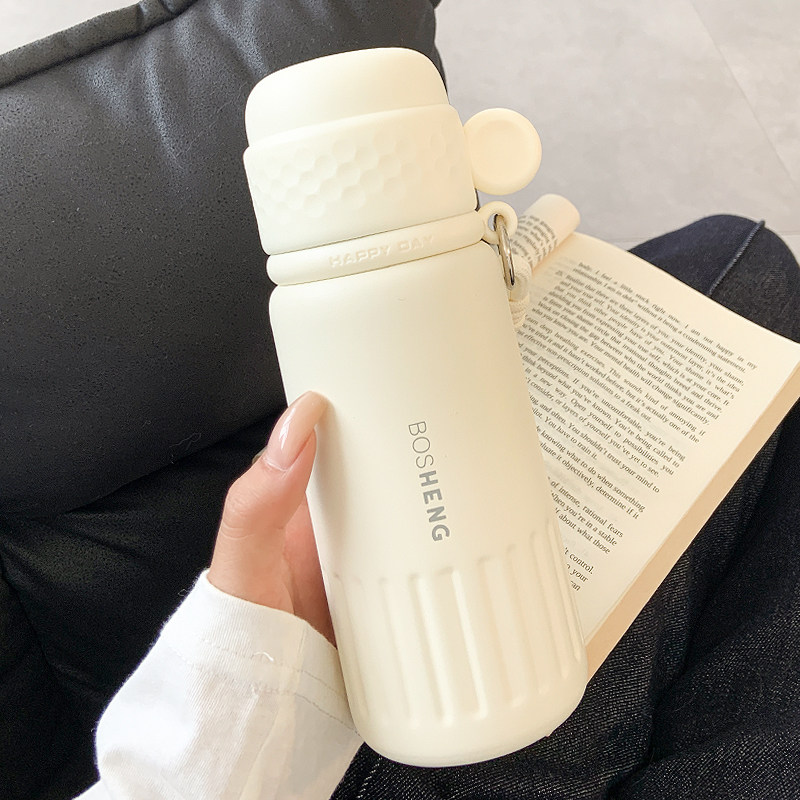 日本进口简约316保温杯女生2025新款高颜值便携带盖水杯女士吸管