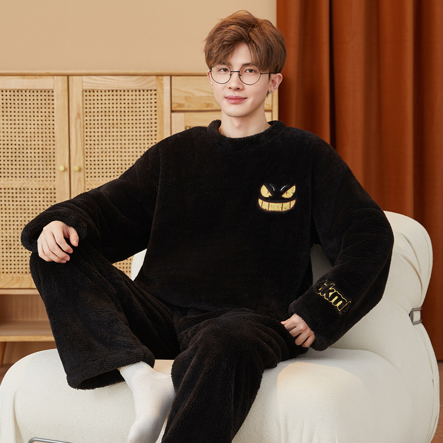 全棉纯棉2025新款男士秋冬季天珊瑚绒睡衣青少年加绒加厚套装法兰