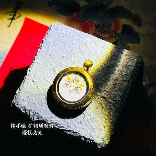 手绘袖珍唐卡项链镀金