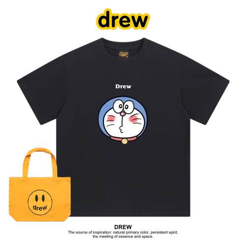 Drew机器猫哆啦A梦卡通动漫T恤短袖休闲衣服女男圆领纯棉宽松夏季