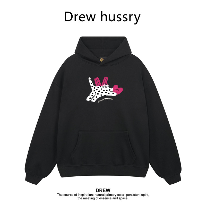 Drew美式潮牌虞书欣明星同款猫咪印花连帽卫衣男女秋冬休闲情侣,女装/女士精品,卫衣/绒衫,淘宝优惠券,粉丝福利购,淘宝优惠卷