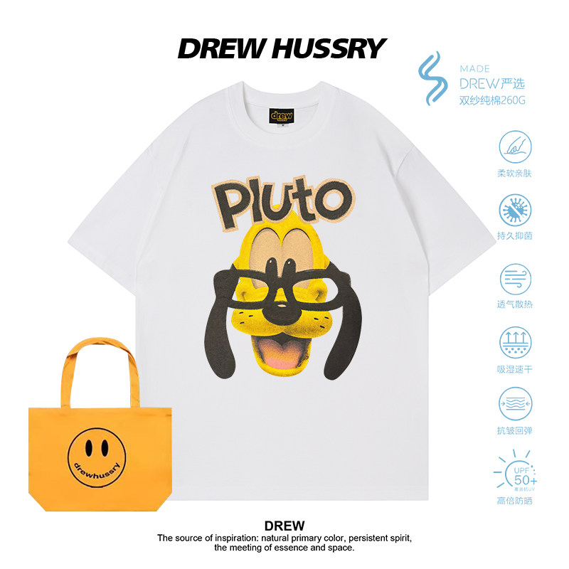Drew美式潮牌卡通狗狗印花纯棉短袖T恤卡通印花宽松百搭潮流上衣
