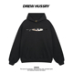 Drew美式 潮牌趣味拉链猫咪印花连帽卫衣男女秋冬加绒情侣装 上衣