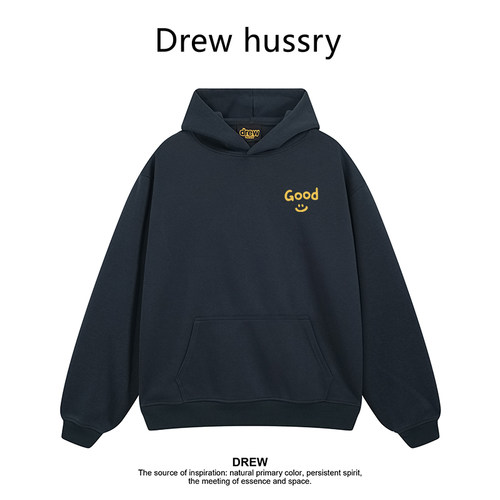 Drew美式潮牌good简约印花连帽卫衣春秋宽松休闲百搭情侣装上衣