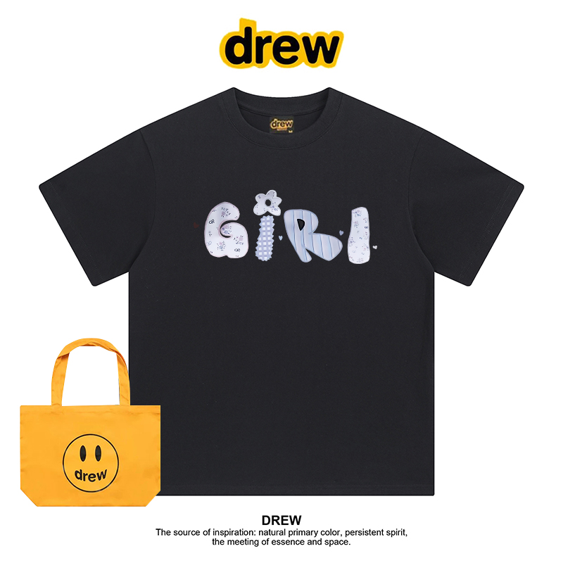 Drew美式潮牌字母印花纯棉短袖T恤男女同款情侣上衣ins