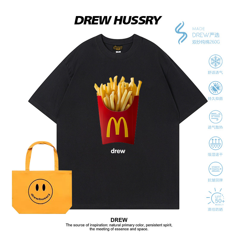 DREW美式麦门薯条印花短袖T恤男女同款宽松百搭潮牌上衣休闲半袖,女装/女士精品,T恤,淘宝优惠券,粉丝福利购,淘宝优惠卷