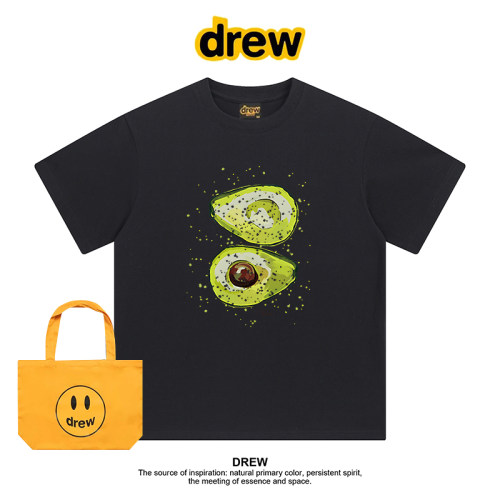 Drew美式潮牌趣味牛油果印花夏季圆领正肩短袖T恤男女款百搭上衣