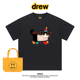 T恤可爱百搭ins男女同款 Drew美式 潮牌插画猫咪印花纯棉短袖 上衣