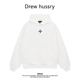 Drew美式 潮牌十字架印花连帽卫衣男女秋冬加绒加厚宽松情侣装 上衣