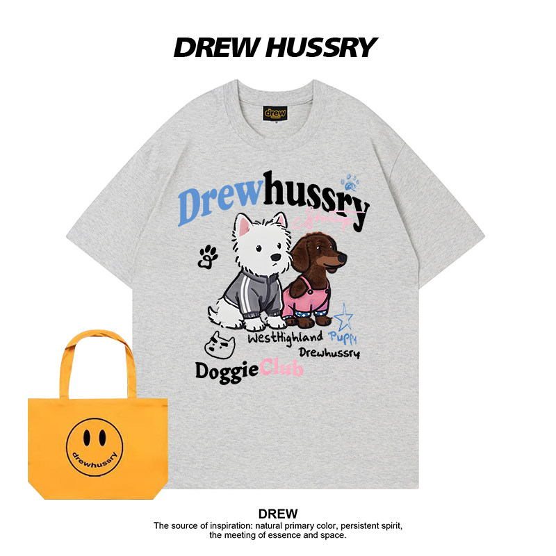 Drew美式潮牌卡通小狗印花纯棉短袖T恤男女情侣装夏季百搭半袖ins,女装/女士精品,T恤,淘宝优惠券,粉丝福利购,淘宝优惠卷