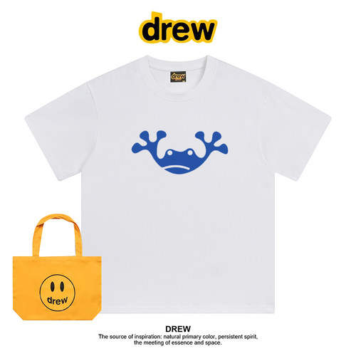 Drew美式潮牌趣味青蛙呱呱印花休闲百搭夏季纯棉短袖T恤情侣上衣