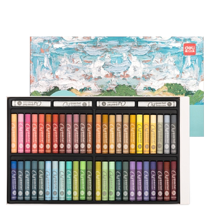 得力重彩油画棒diy画油画棒绘画纸刮刀工具套装36色蜡笔涂色油画棒美术专用纸超软24色48色马卡龙莫兰迪色