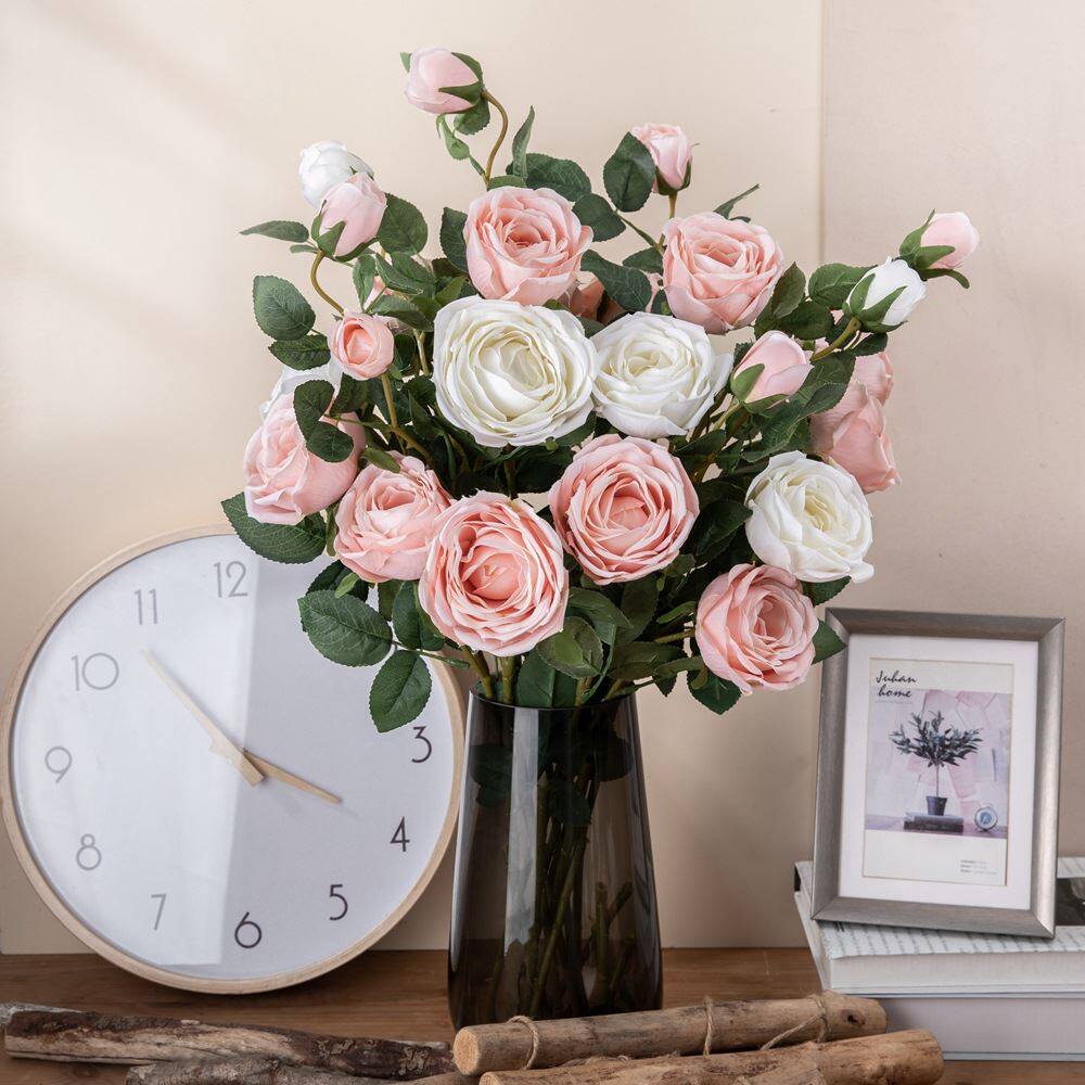 假花绿植物仿真花巴比伦玫瑰厂家婚庆装饰品ins风跨境yc1046