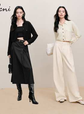 【纯羊绒】伊芙丽outlets店POLO领高智白色羊绒衫春秋套头毛衫女