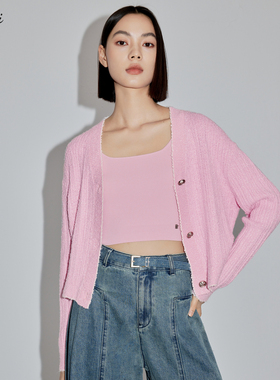 伊芙丽outlets店温柔粉色毛针织衫针织吊带背心春秋内搭打底女