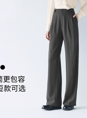 伊芙丽outlets店立裁高智通勤显瘦窄版直筒拖地裤长裤女25秋新款