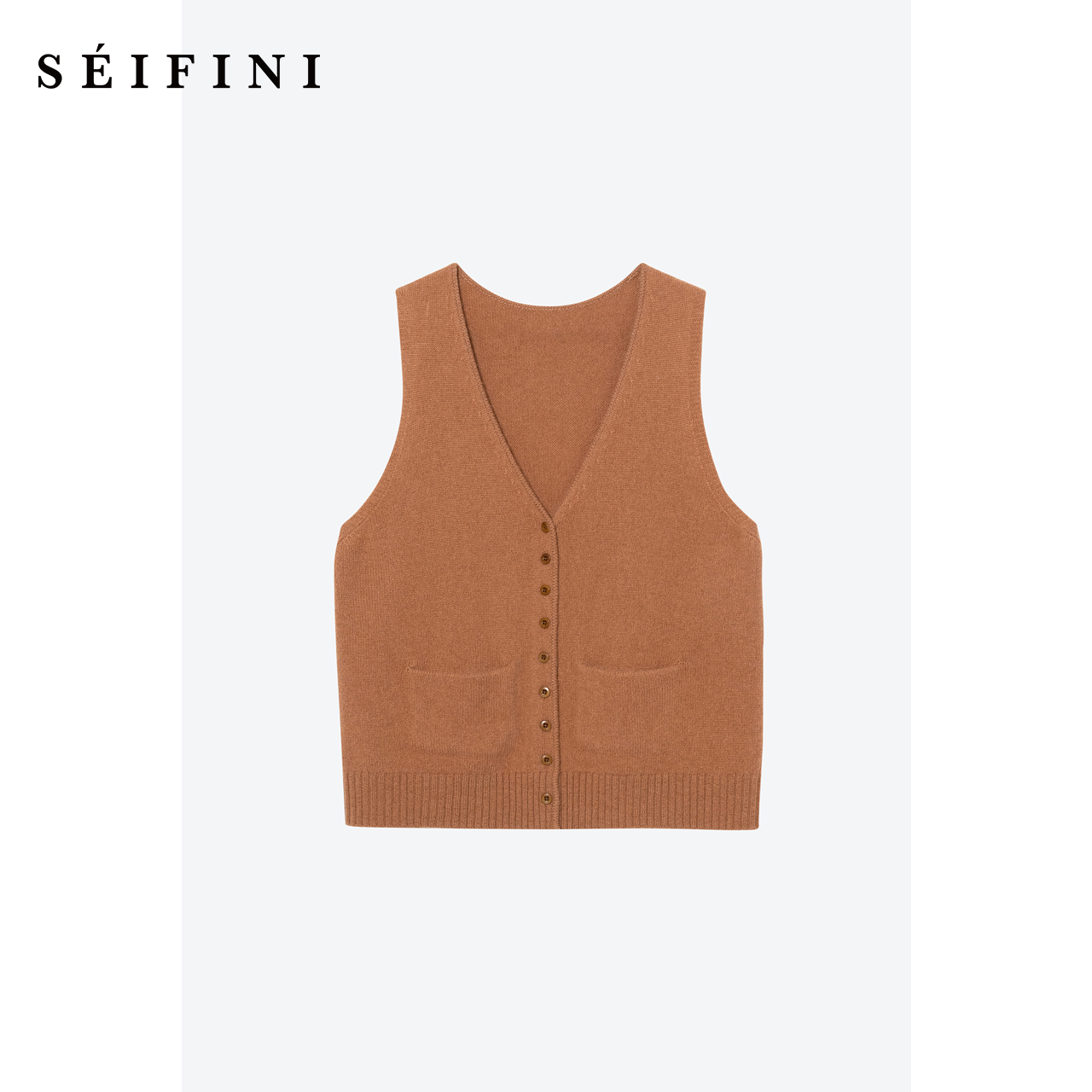 【商场同款】诗凡黎全羊毛V领无袖针织背心2024冬新款女3FA434191