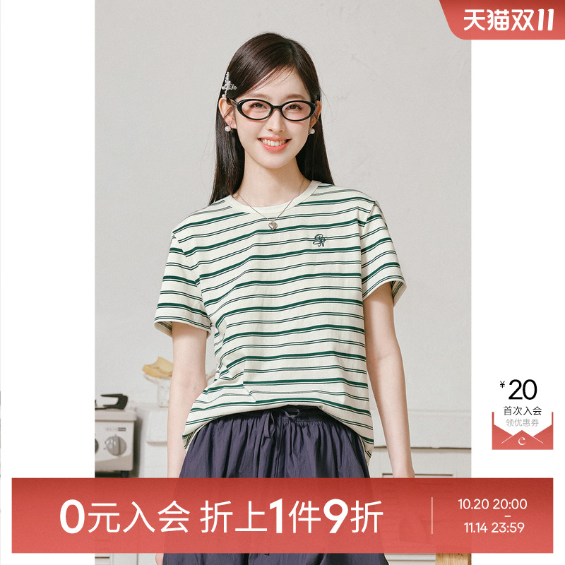 【0元入会1件9折】诗凡黎T恤女7F6100071伊芙丽outlets店