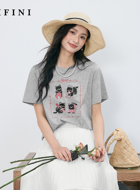 诗凡黎萌宠凉感正肩短袖T恤春夏防晒抑菌上衣女伊芙丽outlets店