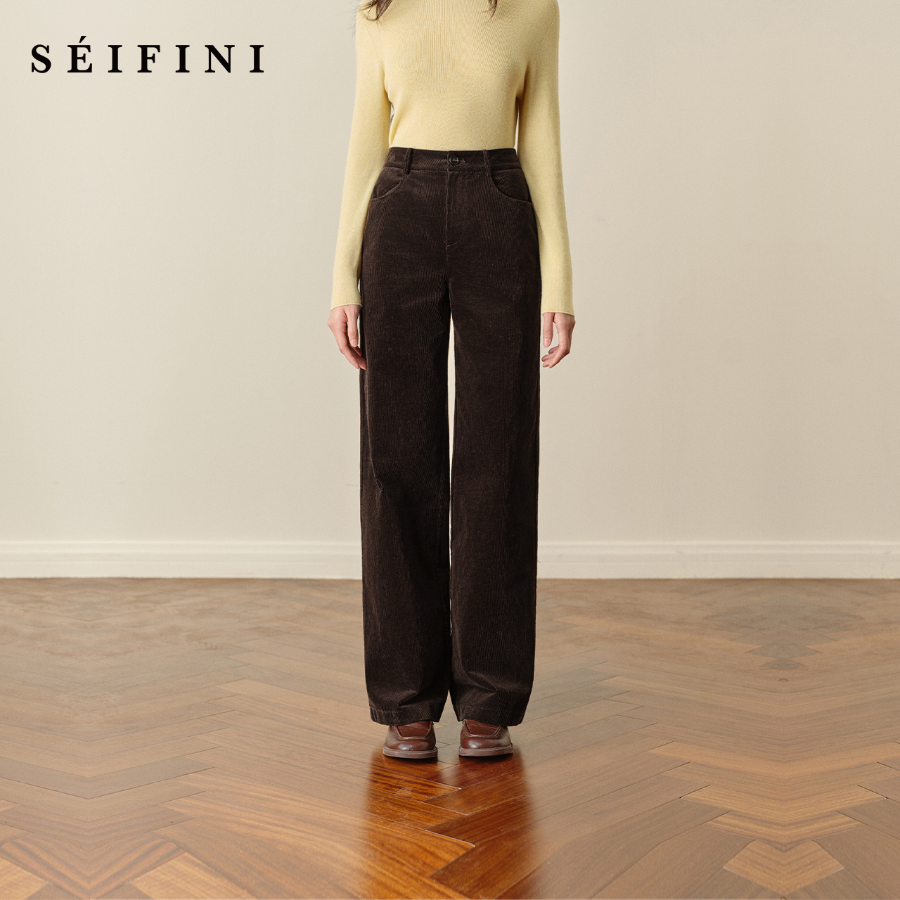 孟子义代言诗凡黎灯芯绒直筒休闲裤2025秋冬新款百搭美拉德风长裤