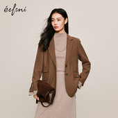 伊芙丽精致拱针设计感高级感羊毛正肩美拉德西装 女2024秋装 外套