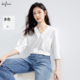 伊芙丽宽松袖 慵懒风休闲上衣 新款 口打褶设计感衬衫 小上衣2024夏装