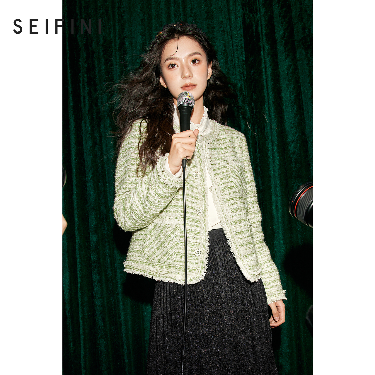 诗凡黎名媛风小香风短外套春秋法式粗花呢外套女伊芙丽outlets店