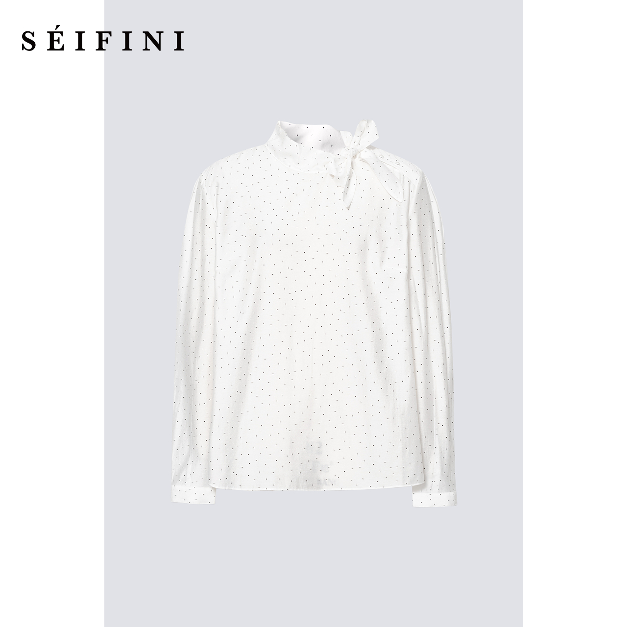 【商场同款】诗凡黎飘带领圆点衬衫2024冬新款小衫衬衣3FA123011R